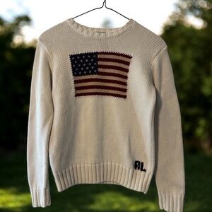🇺🇸Vintage Youth Polo Ralph Lauren Authentic Chunky Knit Flag Sweater